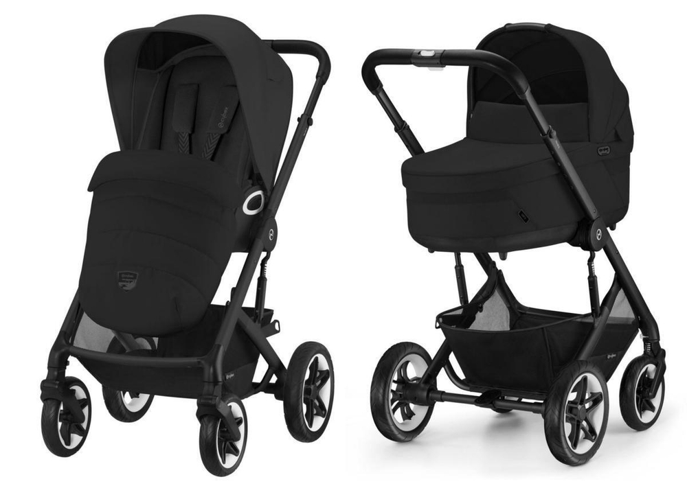 Коляска 2 в 1 Cybex Talos S Lux BLK Moon Black с дождевиками прогулочного блока и люльки