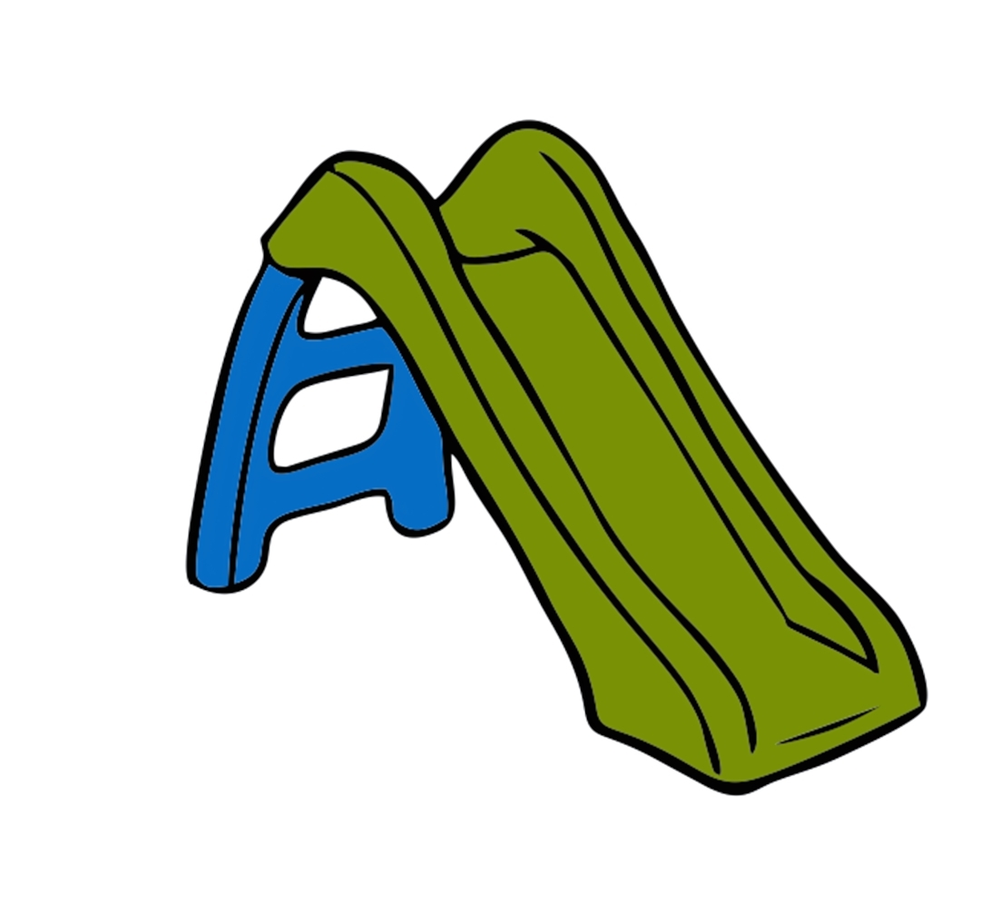 Горка детская 70 см, зеленый/синий