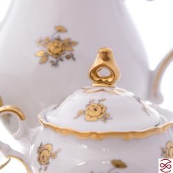 Кофейный сервиз мокка Queen's Crown Золотая роза на 6 персон 15 предметов