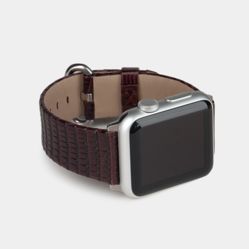 Ремешок для Apple Watch 40/41/42 mm из кожи ящерицы, бордового цвета