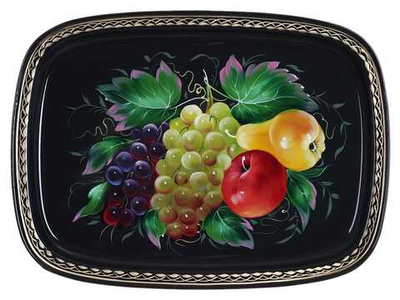 Жостовский поднос декоративный, размер 33х24 см (A12), металлический