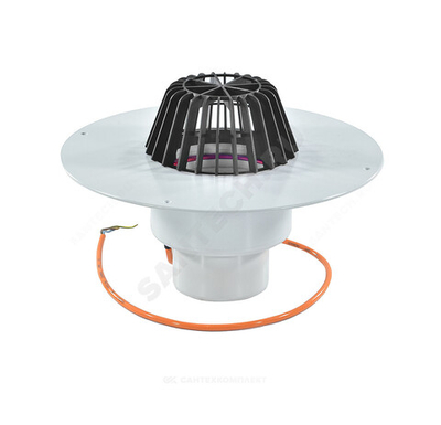 Воронка кровельная HL62.1P с вертикальным выпуском PP Дн 110 с листвоуловителем, электрообогревом, теплоизоляцией HL HL62.1P/1