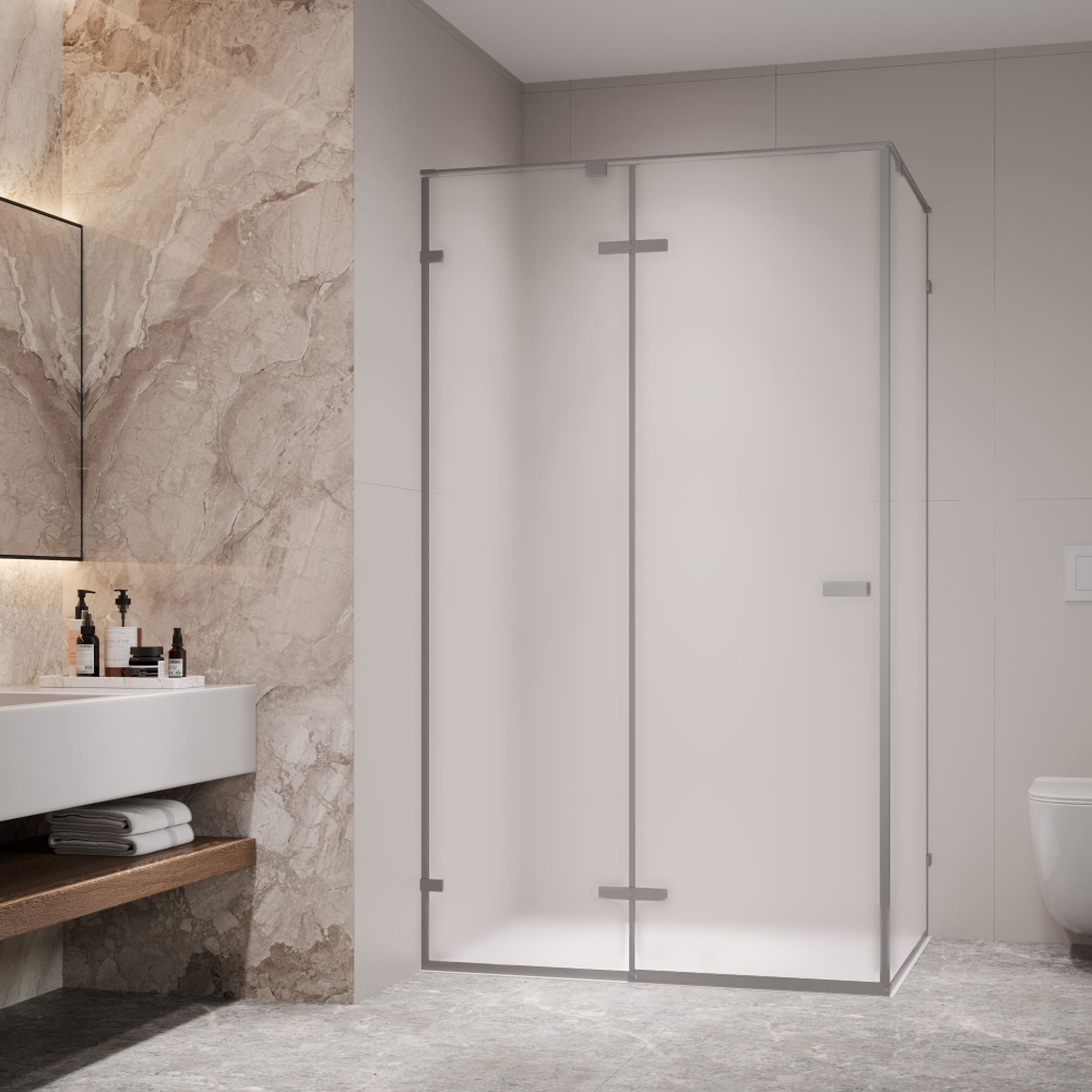 Душевой уголок с распашной дверью на петлях - RGW SV-040Gr (Матовое-Сатинат, 1000x800)