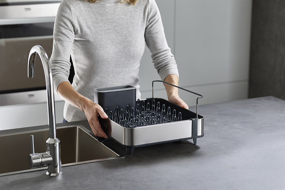 Сушилка для посуды раздвижная extend steel, серая