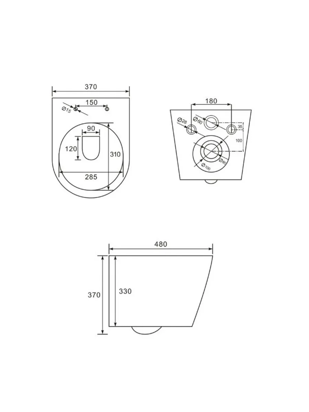 Инсталляция пневматическая с подвесным унитазом MONEY