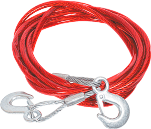Трос буксировочный металлический 8 мм 3,5 т 5 м 2 крюка в оплетке