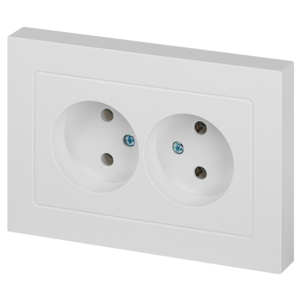 Розетка Intro Accent 6-204-01 двойная 2х2P 16А-250В IP20 СУ AL/CU белый