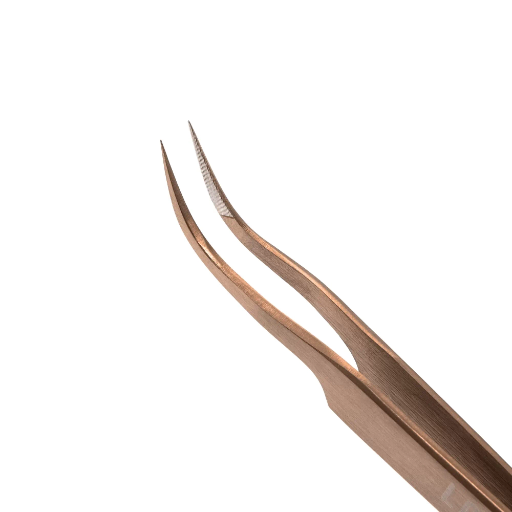 Пинцет для наращивания ресниц Lovely NanoFiber, серия Grace Elegante Bronze, тип Изогнутый