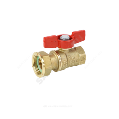 Кран шаровой латунь R251P Ду 25 Ру42 ВР бабочка красная с накидной гайкой для счетчиков Giacomini R251PY006