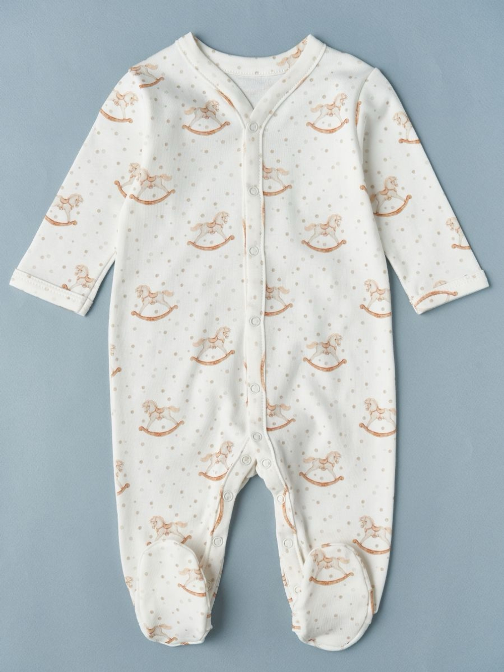 Комбинезон на кнопках "Лошадки с горошками"