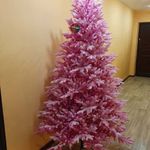 Заснеженная розовая елка «Фэнтези» (Литая хвоя) 180 см / 1,8 м