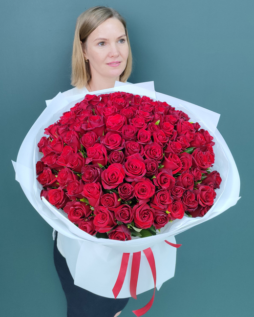 Букет из красной розы,101шт(00221)