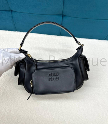 Сумка Miu Miu Pocket черная с внешними карманами