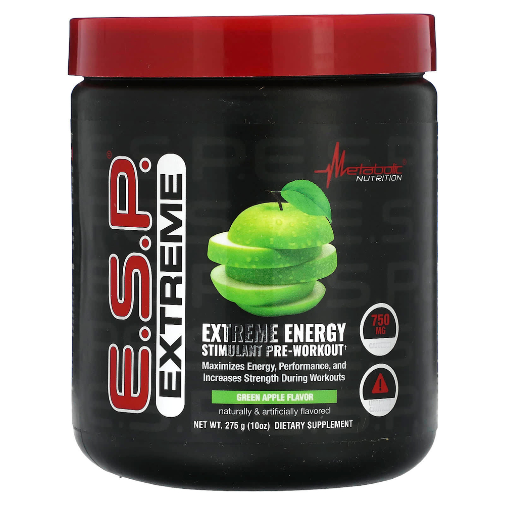 Metabolic Nutrition, ESP Extreme Energy Stimulant Pre-Workout, зеленое яблоко, 275 г (10 унций)