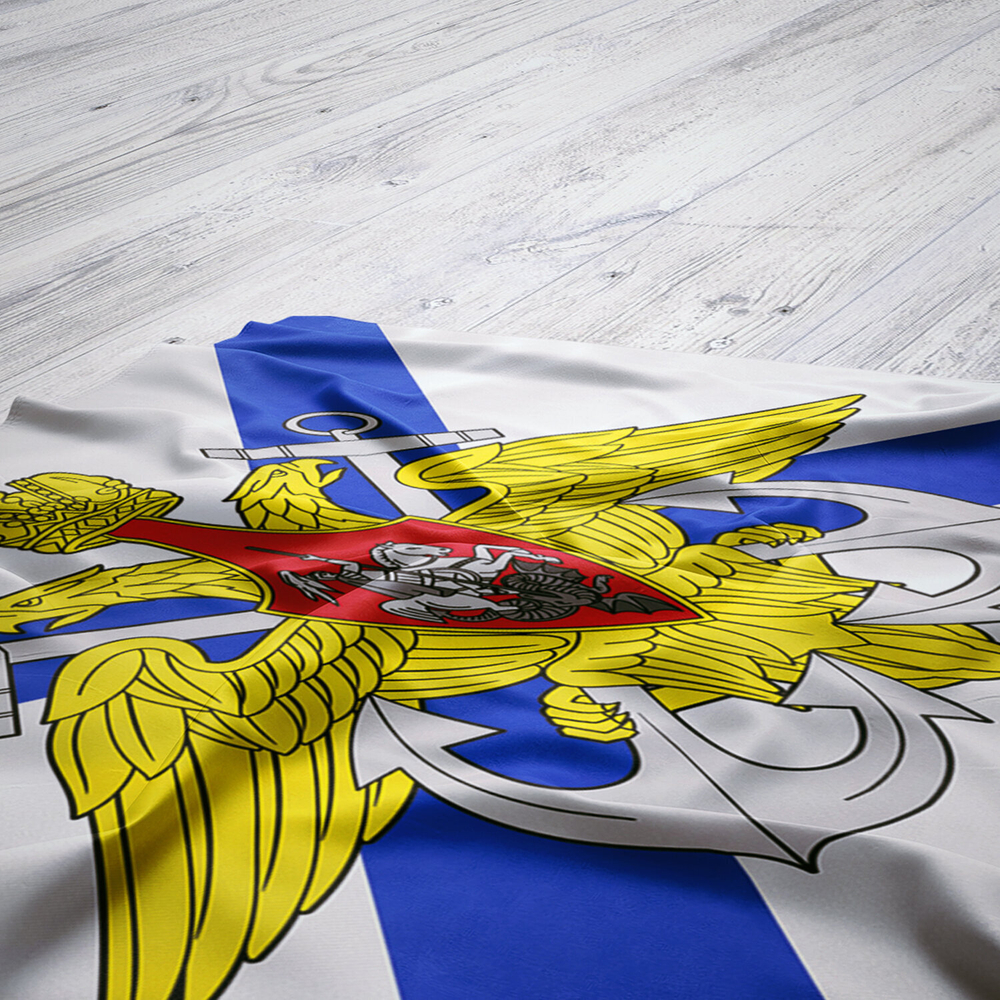 Флаг ВМФ России "Андреевский флаг с эмблемой" 90х135 см полиэстер STAFF (2 штуки в упаковке)