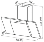 Кухонная вытяжка MAUNFELD Gloria 60 нержавеющая сталь\черное стекло