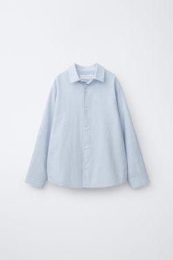 ZARA РУБАШКА ИЗ ХЛОПКА В ПОЛОСКУ, СИНИЙ