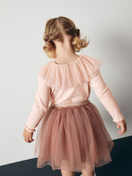 Лонгслив с воротником для девочки Next B22-705, Персиковый