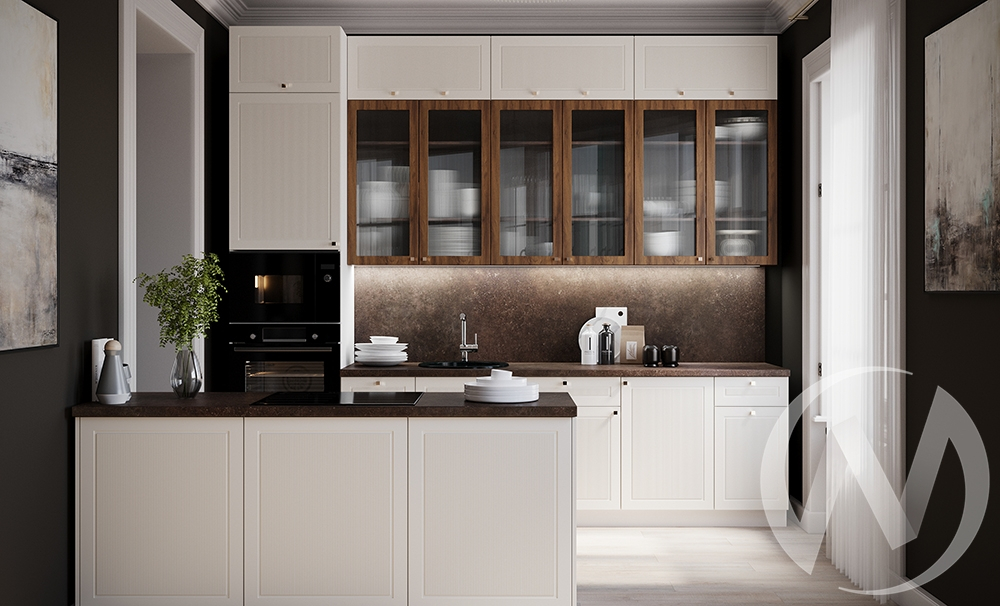 Кухня "Моцарт" Кварц грей/Дуб бурбон