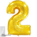 Шар (40"/102 см) Цифра, 2, Золото, 1 шт. в упак.