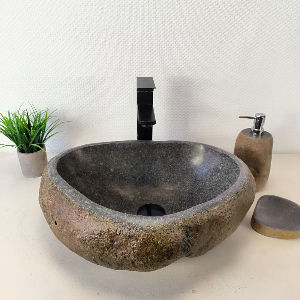 Раковина из речного камня RS-66020 48х37х15 из натурального камня