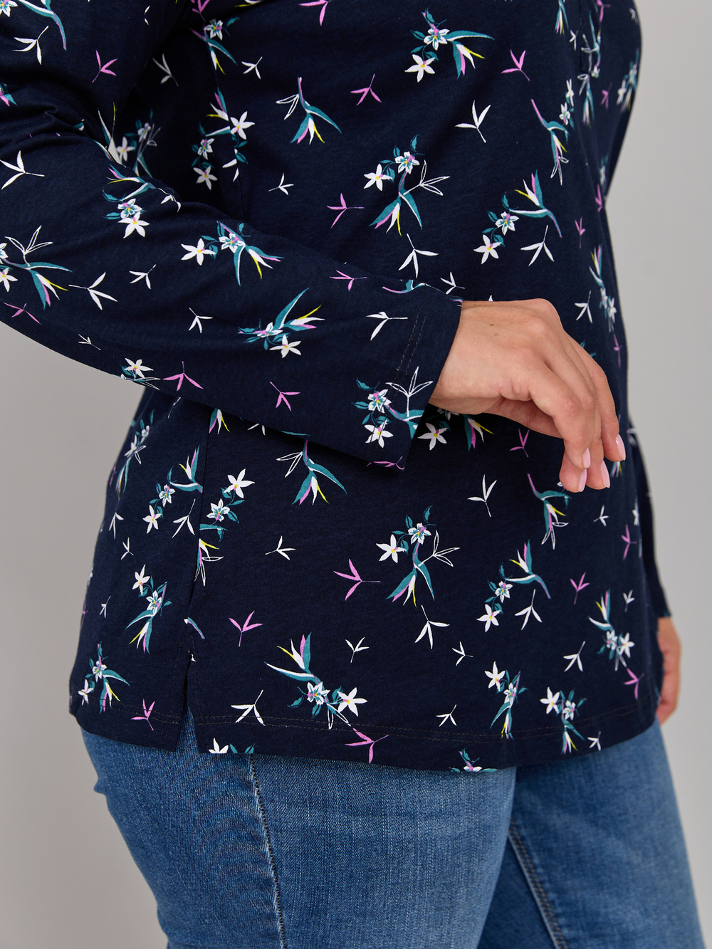 Блузка БЛ-22/синий-веточки