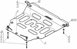 Защита картера двигателя, КПП. 2 мм, Сталь. для Toyota Raize 2019-н.в., Motodor.72512