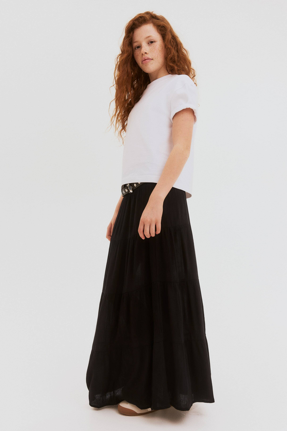 H&M Длинная юбка в складку, черный