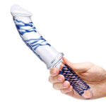 Прозрачно-синий двусторонний стимулятор 11  Realistic Double Ended Dildo - 28 см.