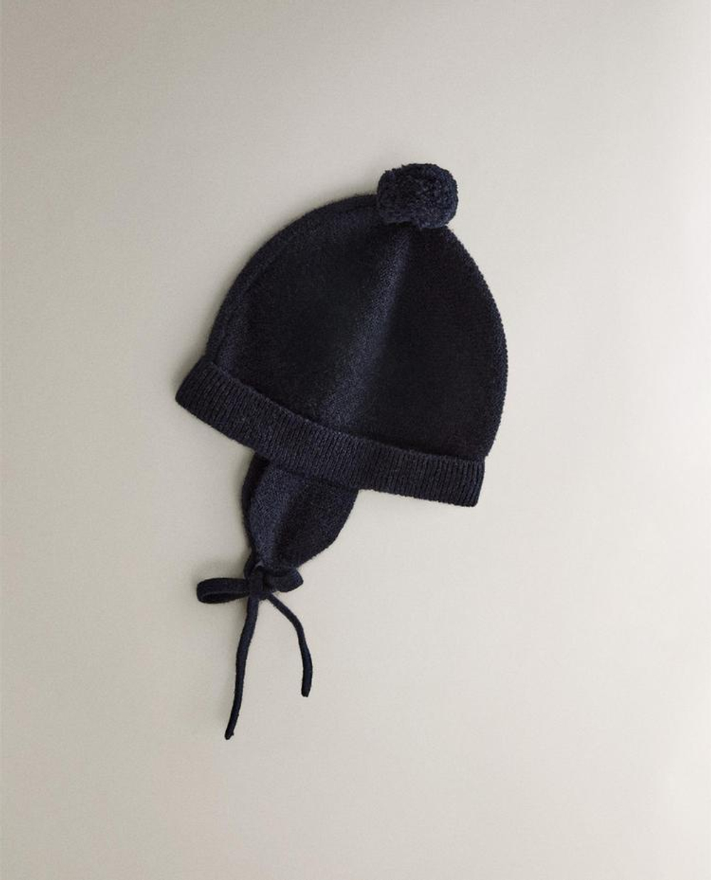 ZARA HOME ДЕТСКАЯ ШАПКА ИЗ КАШЕМИРА С ПОМПОНОМ, СИНИЙ