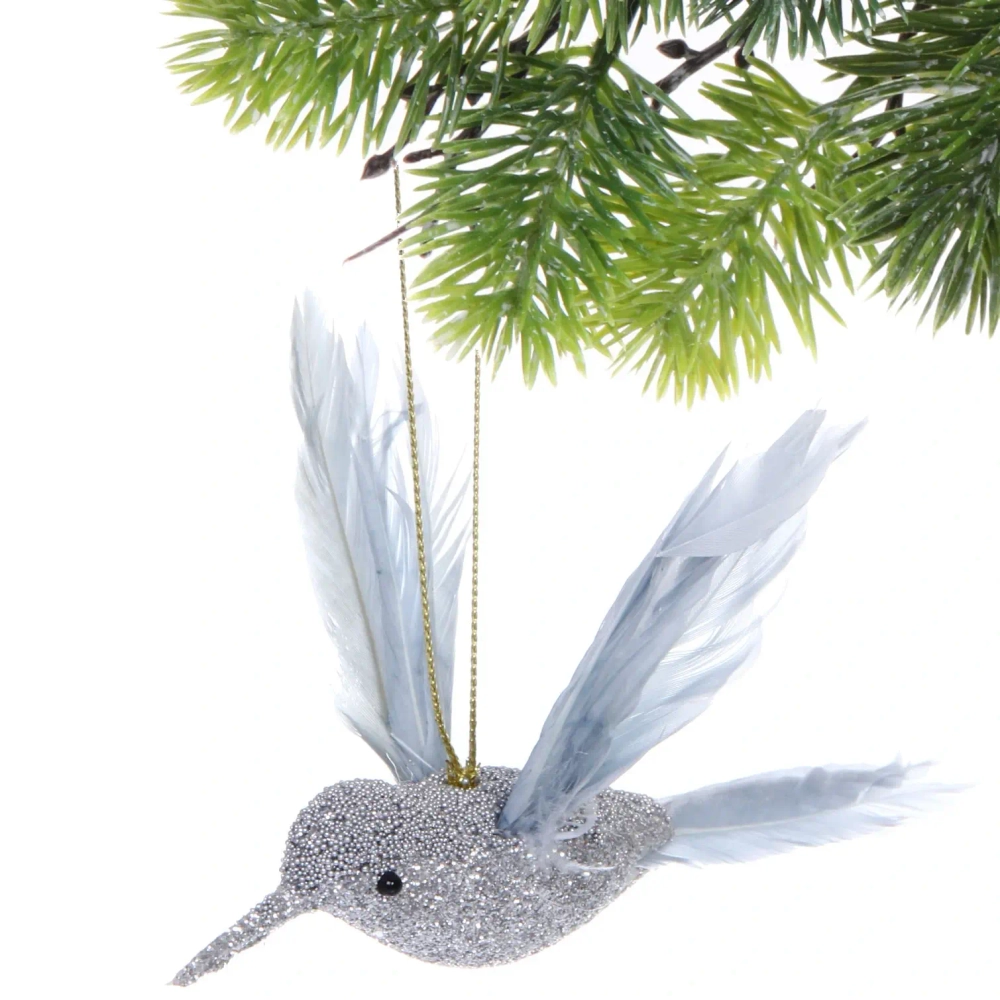 Украшение новогоднее «Колибри» 2,5*7*13 см, Серебро
