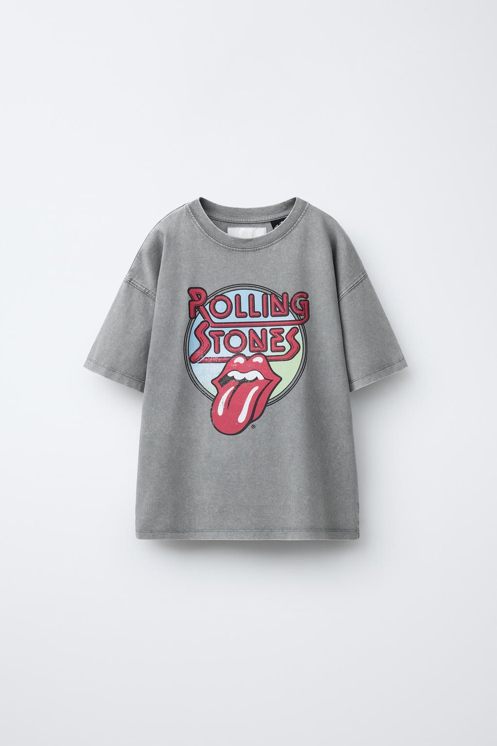 ZARA ФУТБОЛКА С ЭФФЕКТОМ СТИРКИ ROLLING STONES ©, АНТРАЦИТОВО-СЕРЫЙ