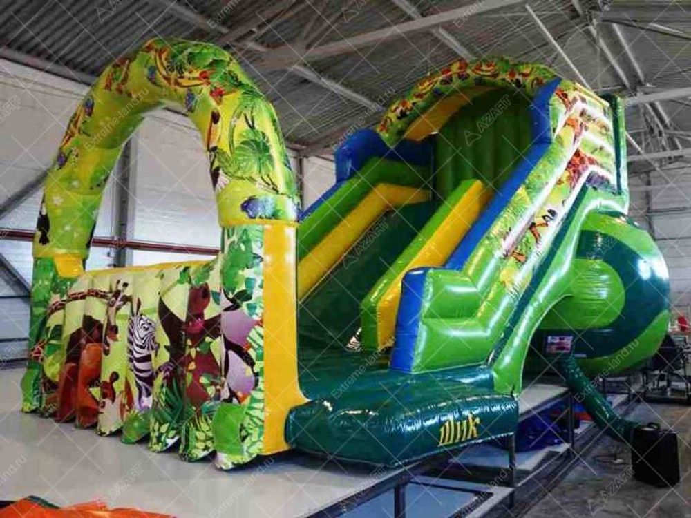 Батут-горка "Тропический рай" с порогом