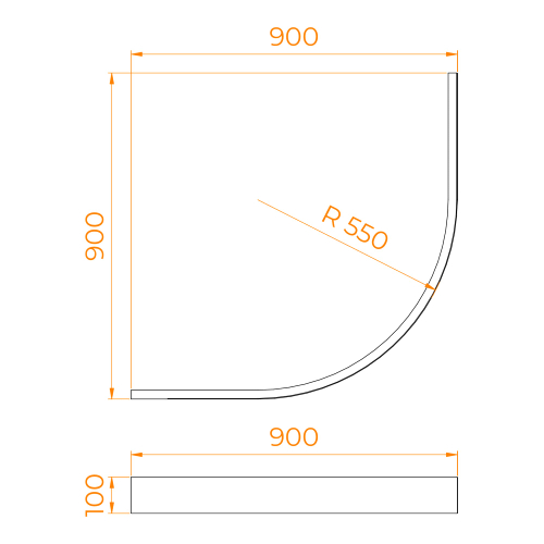 Экран для душевого поддона RGW N (Полукруг) (900x900)