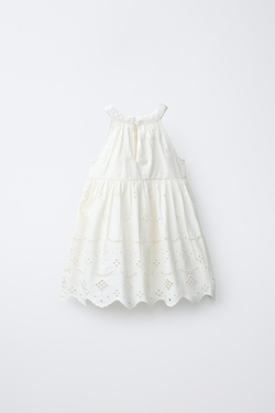 ZARA ПЛАТЬЕ ХАЛТЕР С ВЫШИВКОЙ, ЭКРЮ