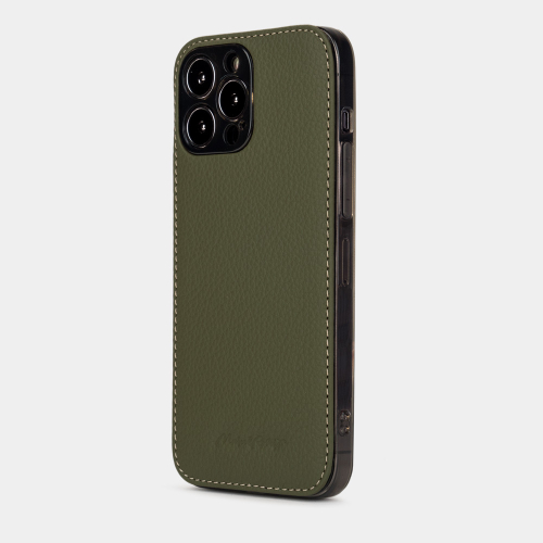Чехол для iPhone 13 Pro Max из кожи теленка, зеленого цвета