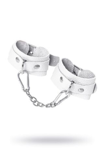 Наручники-браслеты Pecado BDSM, мини со скруглёнными углами, натуральная кожа, белые