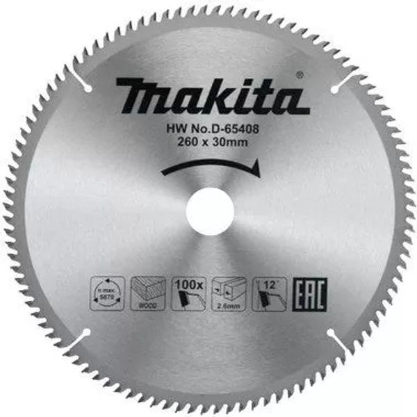 Диск пильный для дерева (260x30x1.8 мм; 100T) Makita D-65408