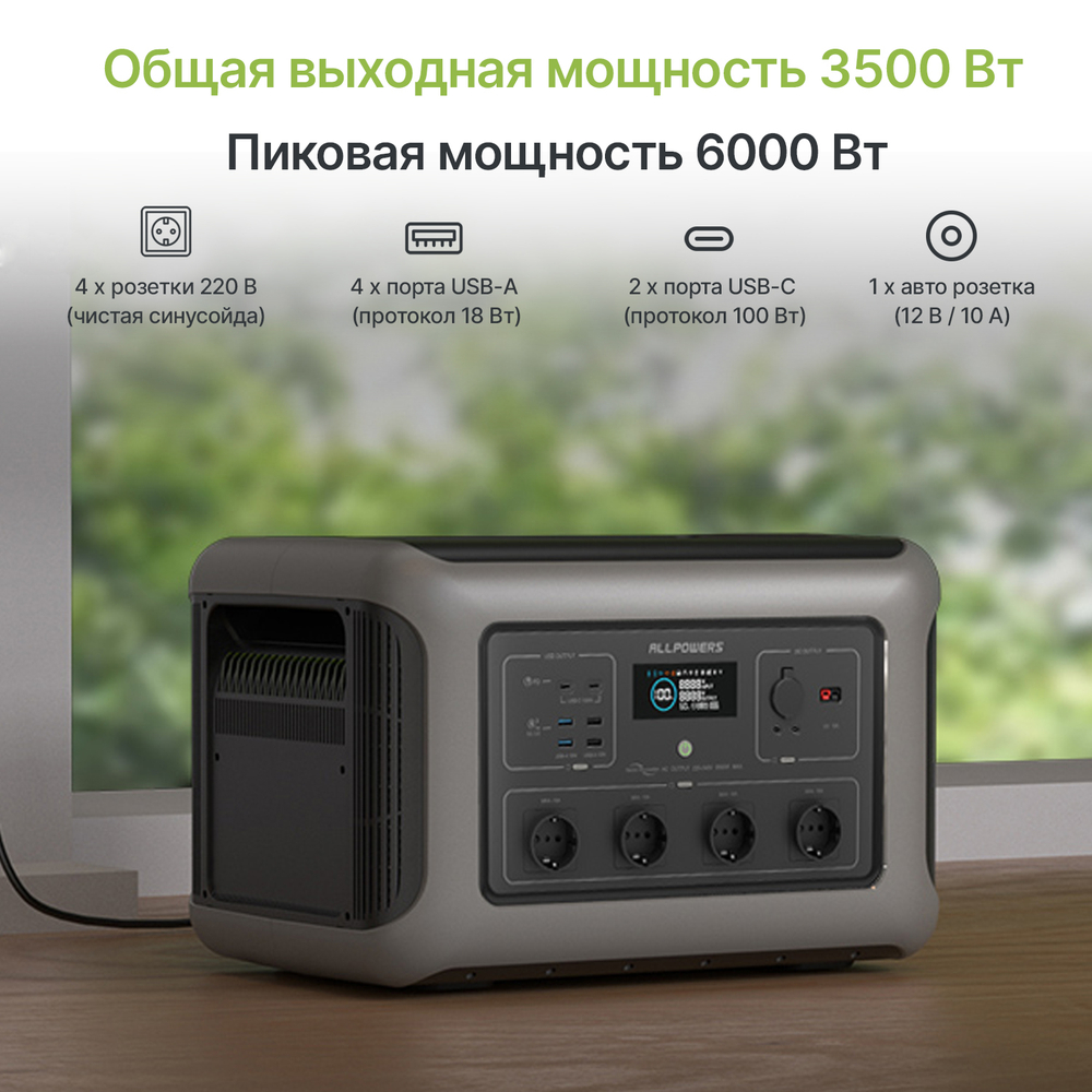 Портативная электростанция Allpowers R3500, 3500 Вт