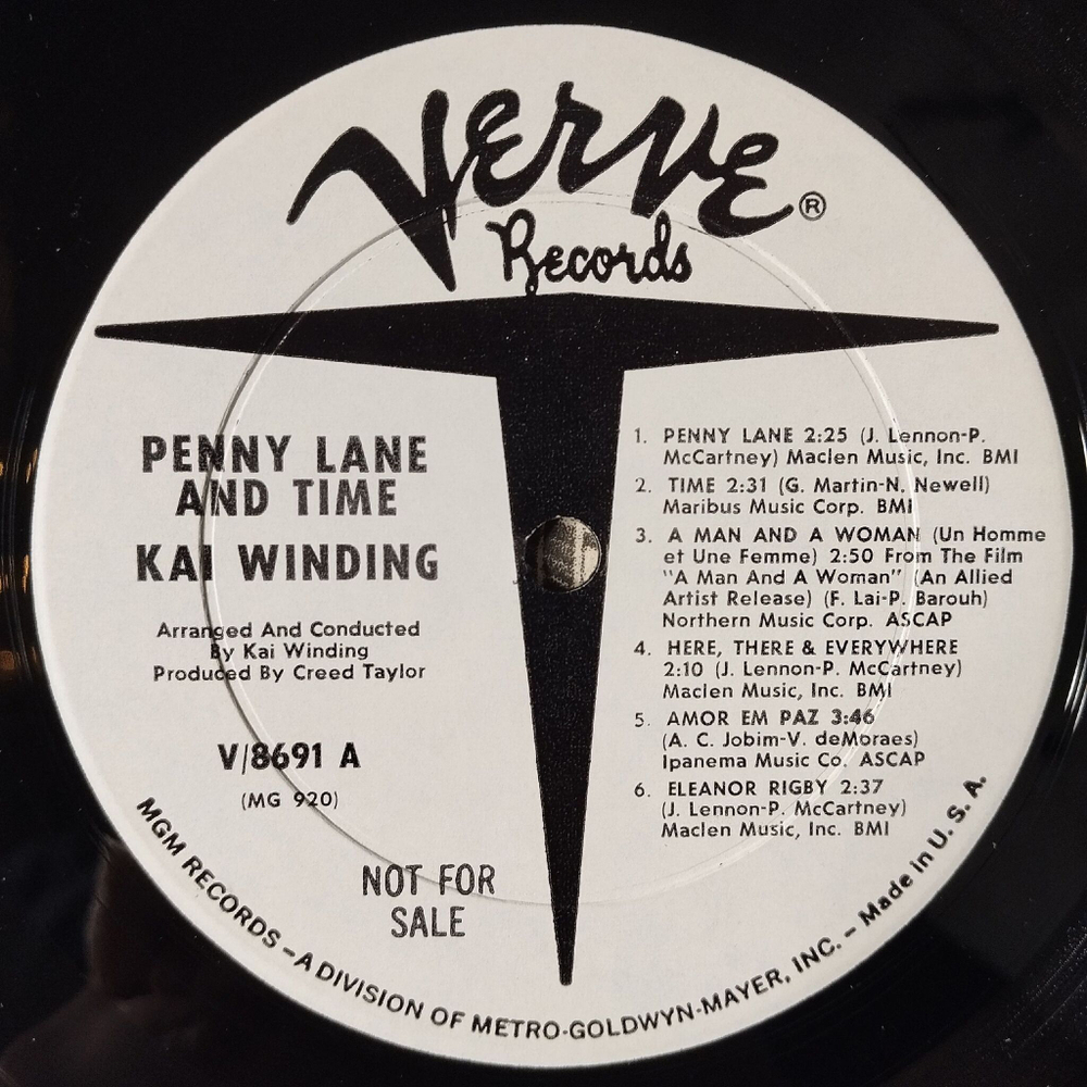 Винтажная виниловая пластинка LP Kai Winding Penny Lane and Time (USA 1967) (Promo)