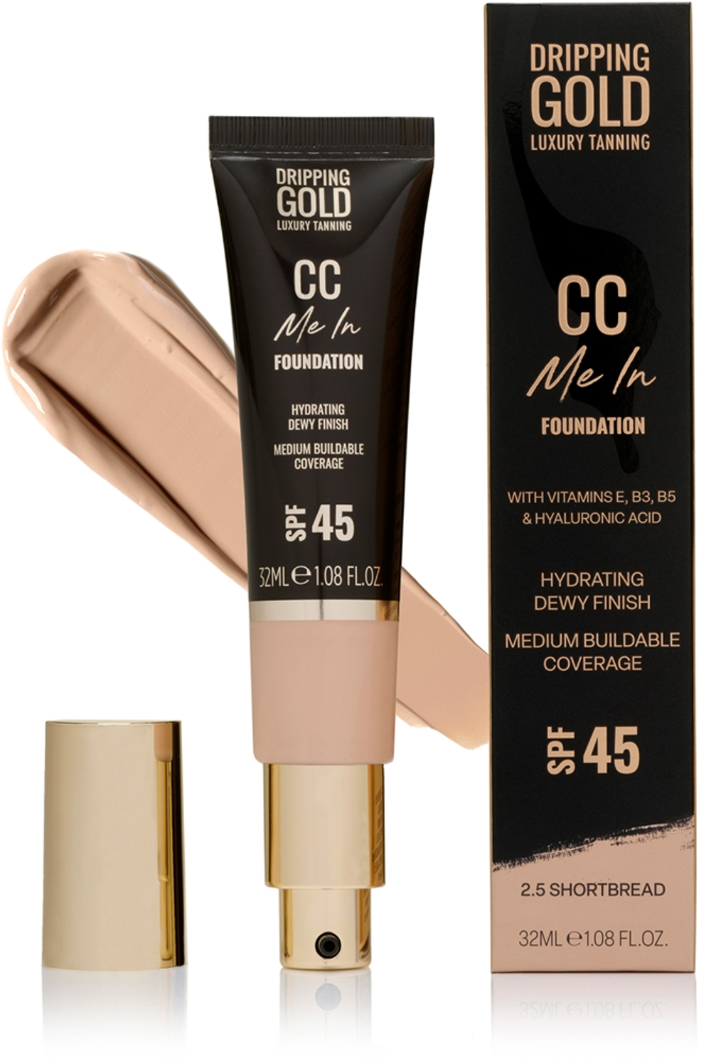 Dripping Gold CC Me In - Легкое тональное средство SPF 45 оттенок Shortbread 2.5, 32 ml