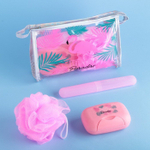 4274616 Набор в косметичке "Tropical Paradise", мыльница, мочалка, футляр для зубной щётки