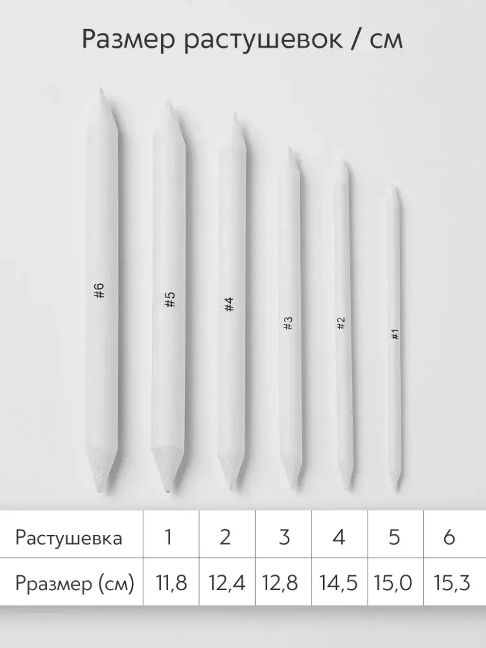 Растушевка бумажная (№ 1, 2, 3, 4, 5, 6) набор 6 шт.