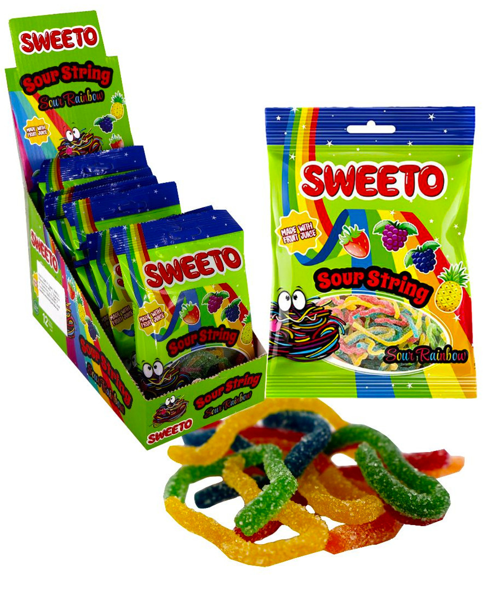 Мармелад SWEETO Кислые спагетти Фруктовый микс Радуга 70г*12шт