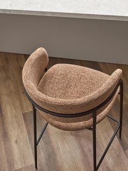 Стул полубарный Helning, мягкий шенилл, серо-коричневый