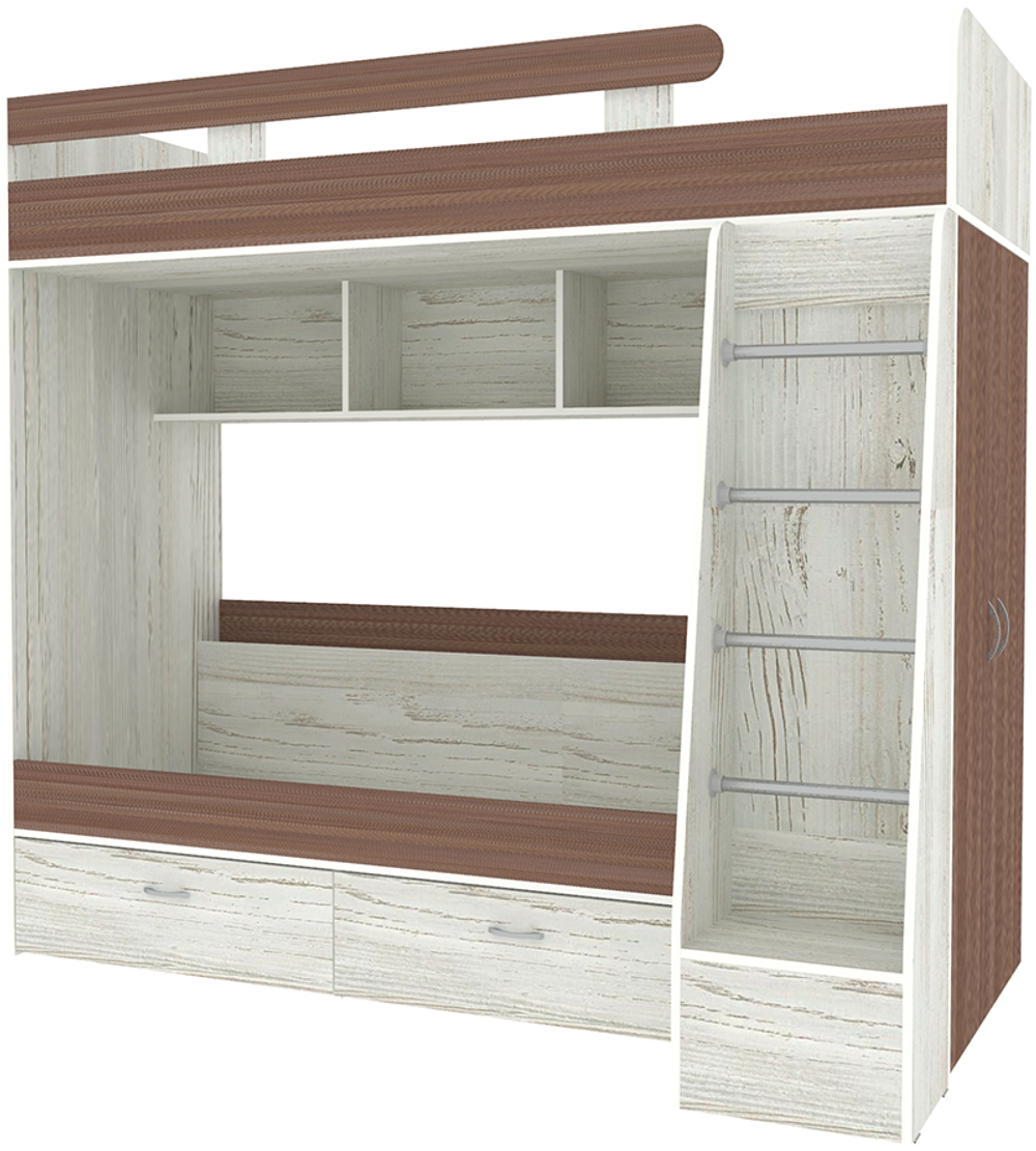 Двухъярусная кровать КарИВи Юниор 6 Винтерберг Бодего Темный