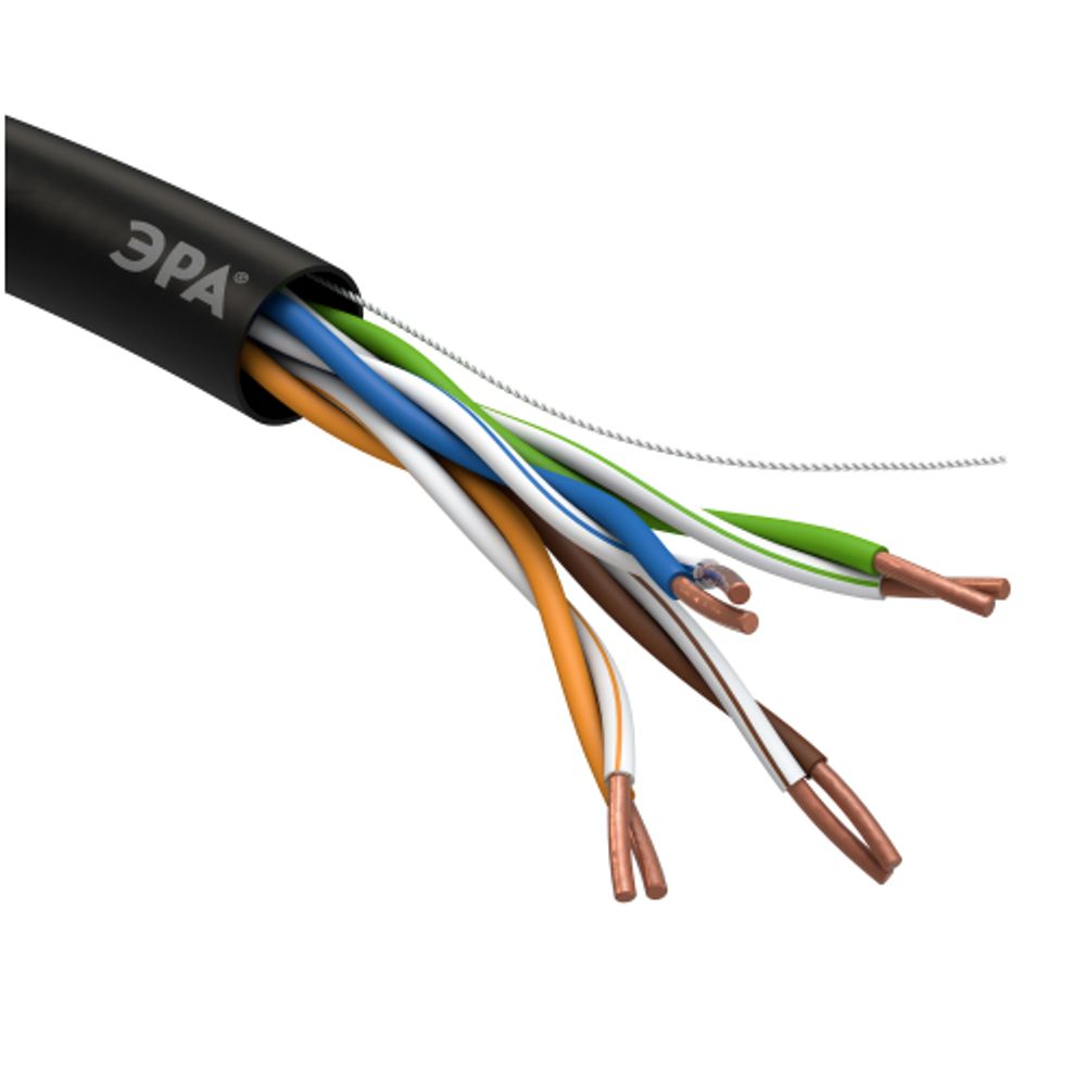 Кабель витая пара ЭРА SIMPLE U/UTP 4x2x24AWG Cat5e CU PE OUTDOOR 305м | LAN-кабель витая пара U/UTP-Cu