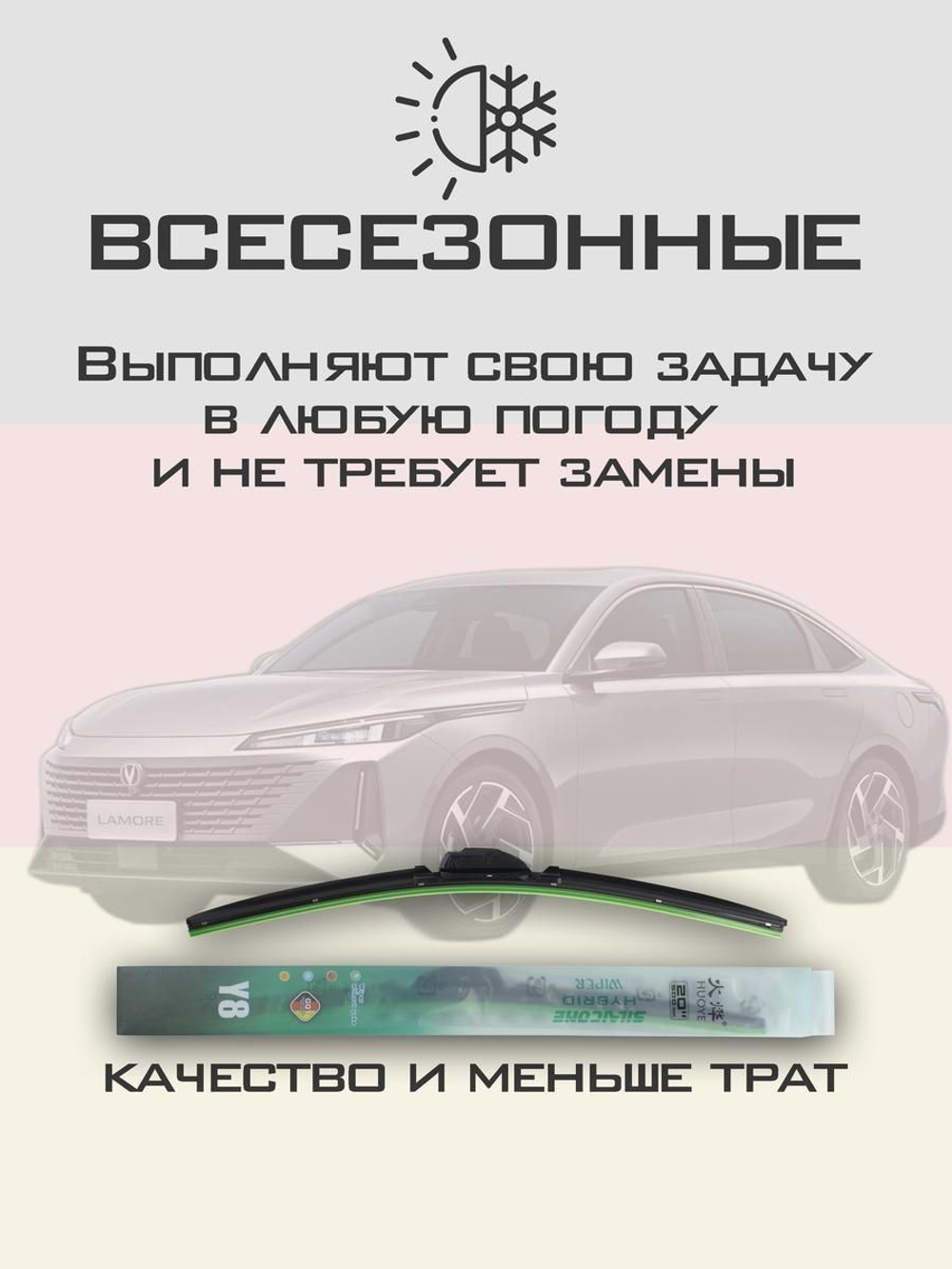 Щетки стеклоочистителя HUOYE Y8 600/450 мм на Changan Lamore | Push button