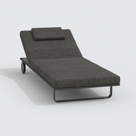 Шезлонг Ideal Patio КОСТА на колесах, каркас белый алюминий + тик, матрас бежевый (с подушкой)