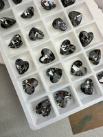 Подвеска сердце из хрустального стекла, heart 12 мм, 2 штуки, серый